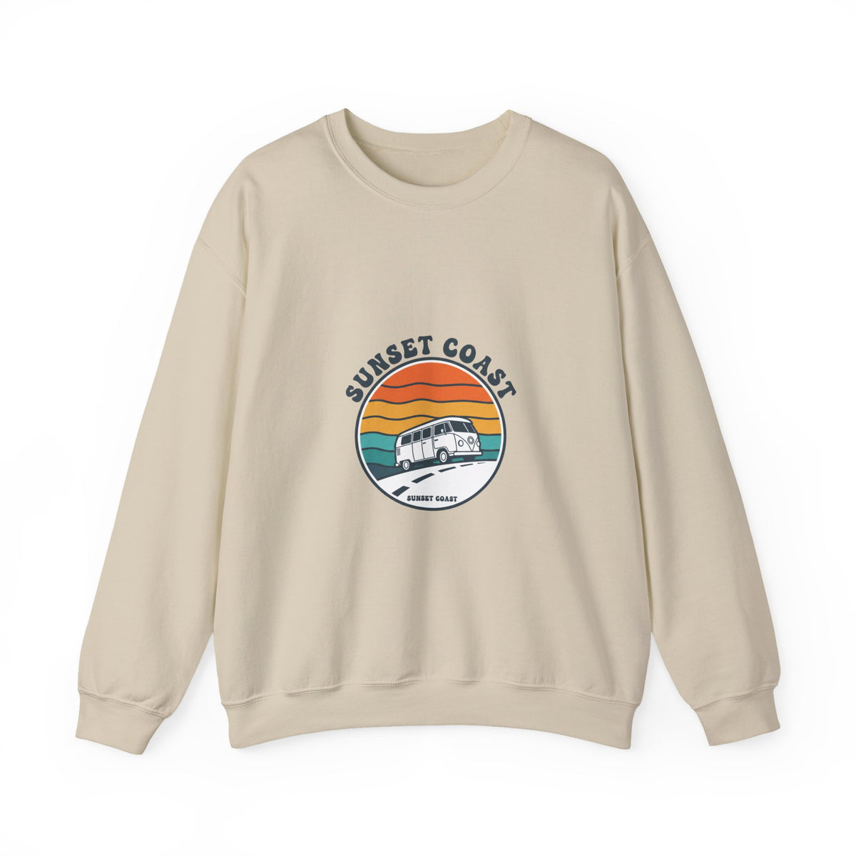 Sunset Coast Retro Camper Graphic Crewneck Sweatshirt