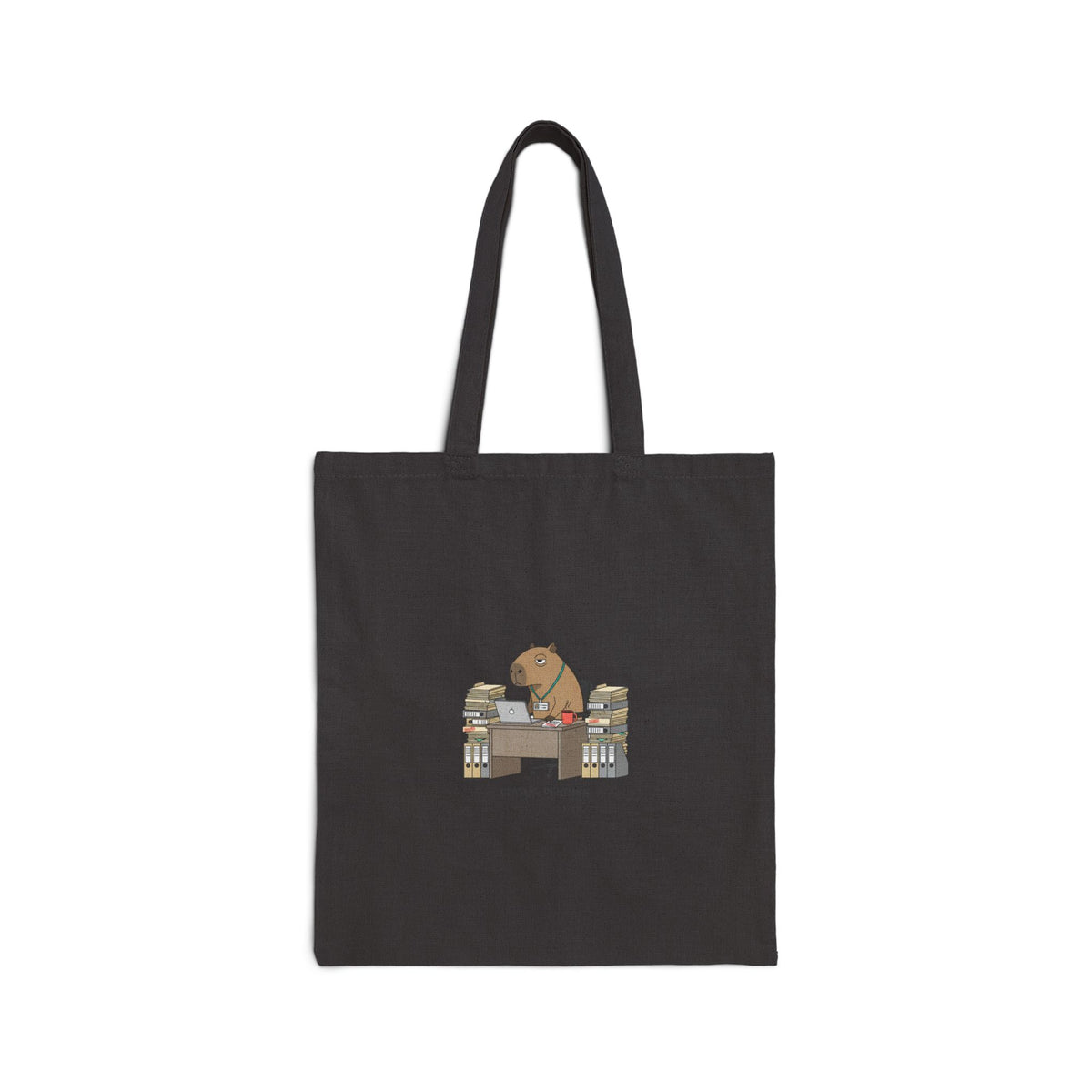 Office Bear at Desk Graphic Canvas Tote Bag