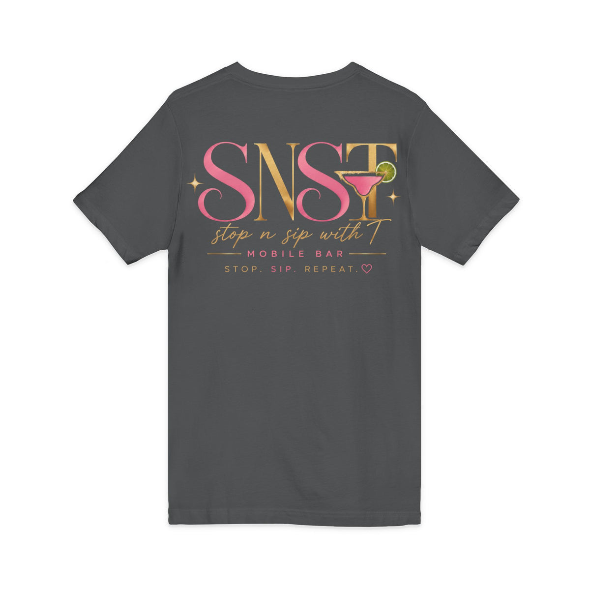 Unisex Lightweight Jersey V-Neck Graphic T-Shirt — Asphalt