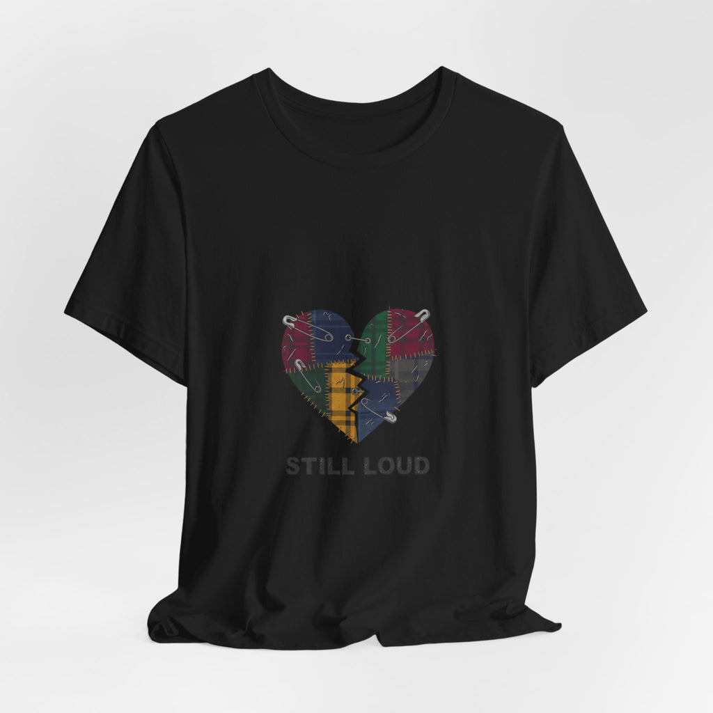 Still Loud Plaid Broken Heart Graphic T-Shirt