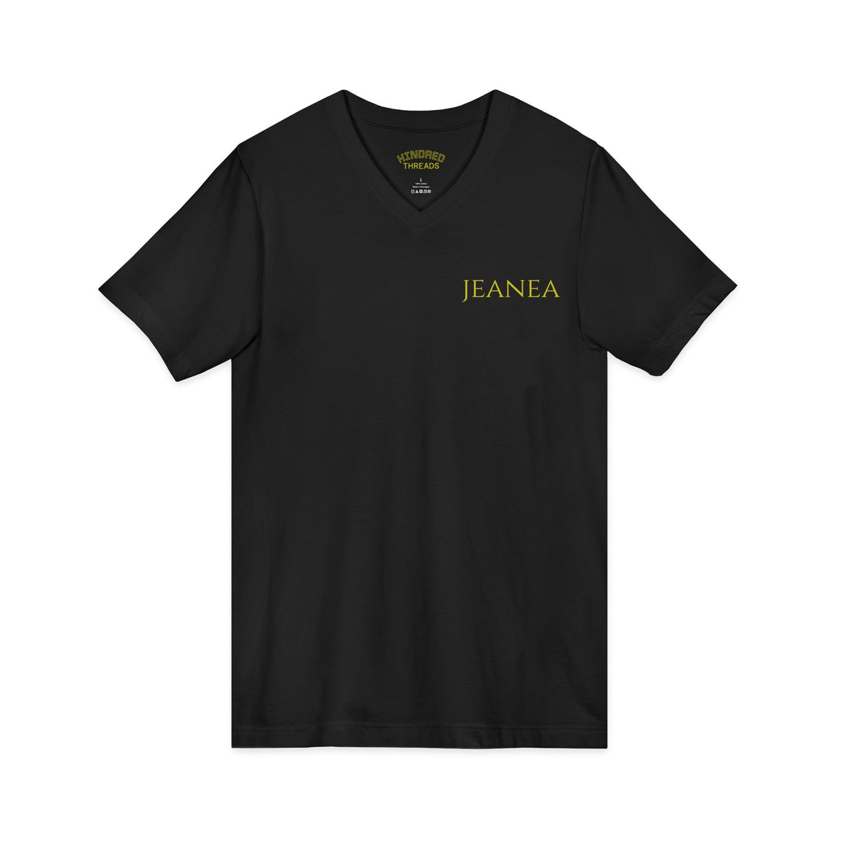 Unisex Lightweight Jersey V-Neck Graphic T-Shirt — Black