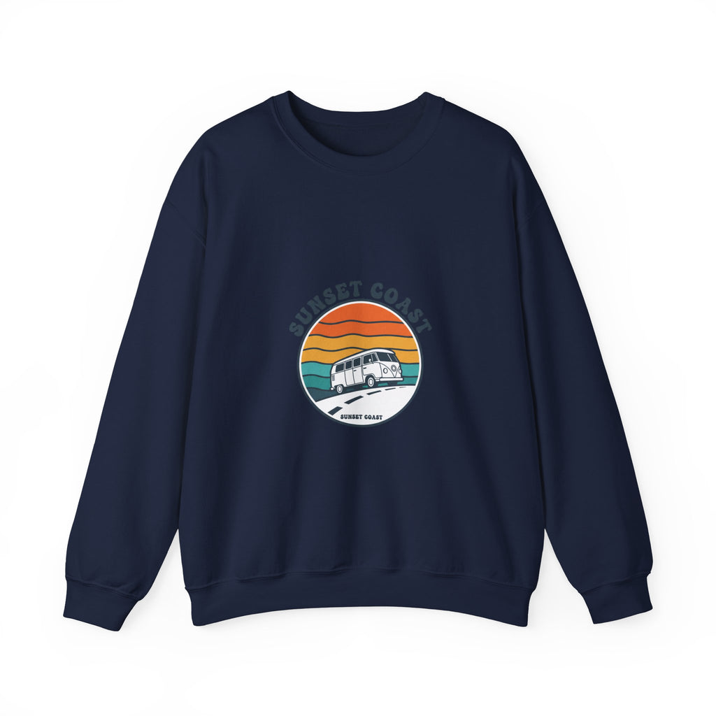 Sunset Coast Retro Camper Graphic Crewneck Sweatshirt