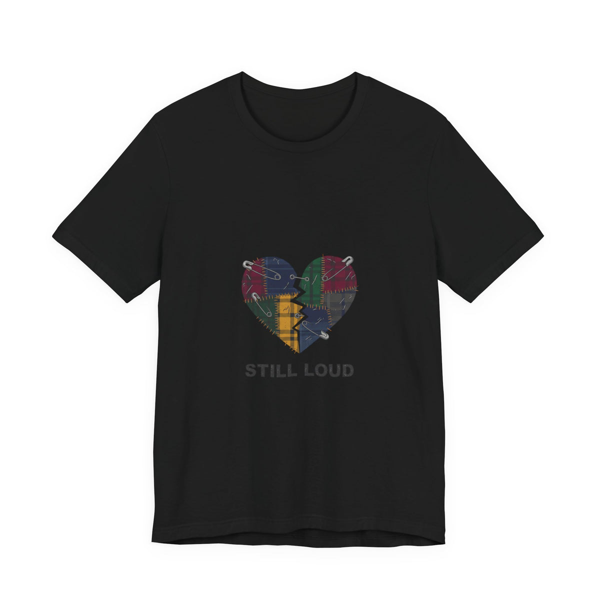 Still Loud Plaid Broken Heart Graphic T-Shirt