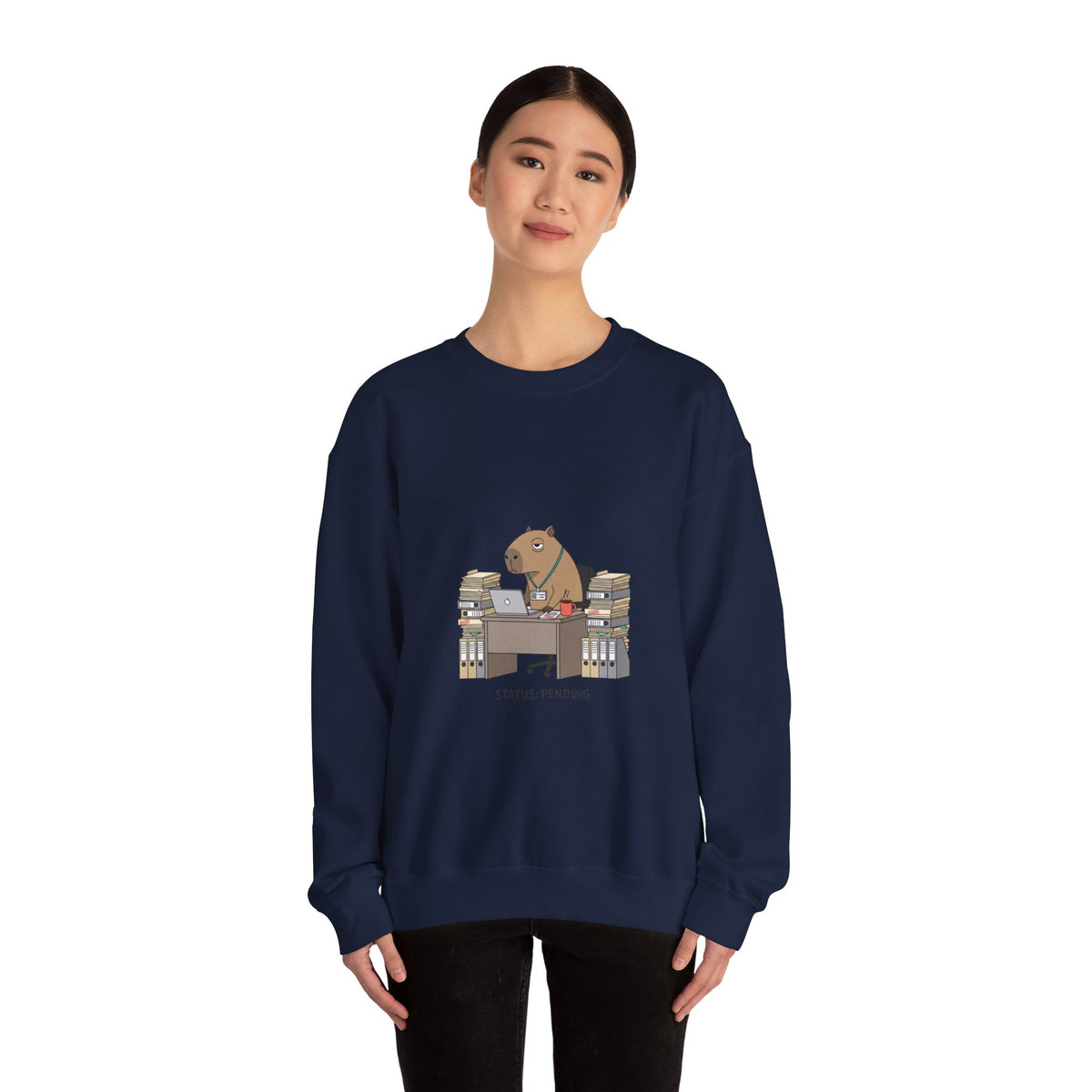 Status Pending Office Raccoon Crewneck Sweatshirt