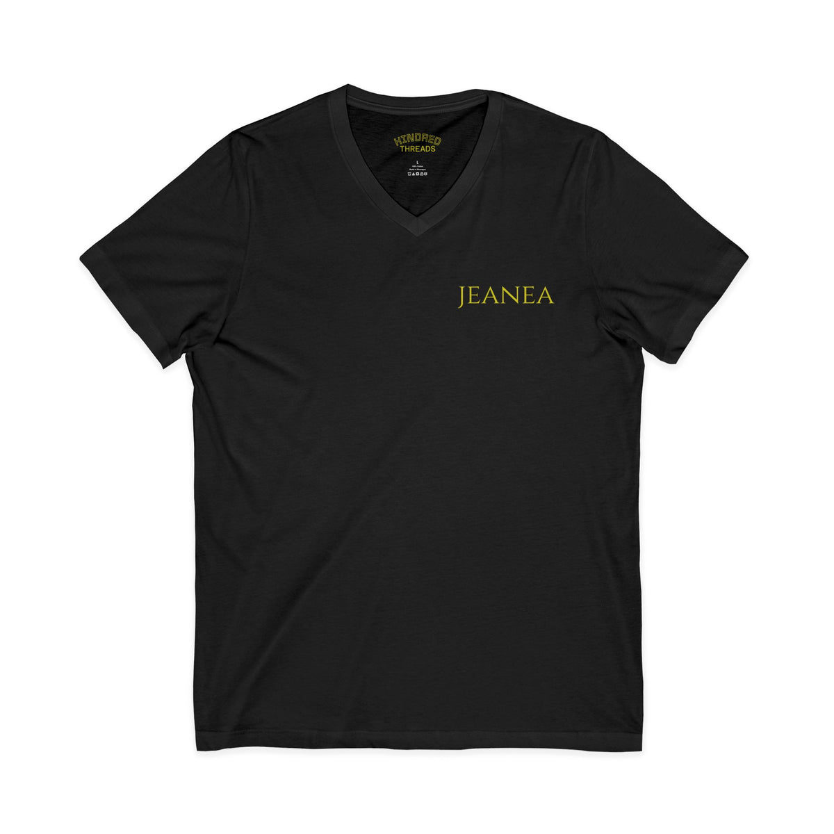 Unisex Lightweight Jersey V-Neck Graphic T-Shirt — Black