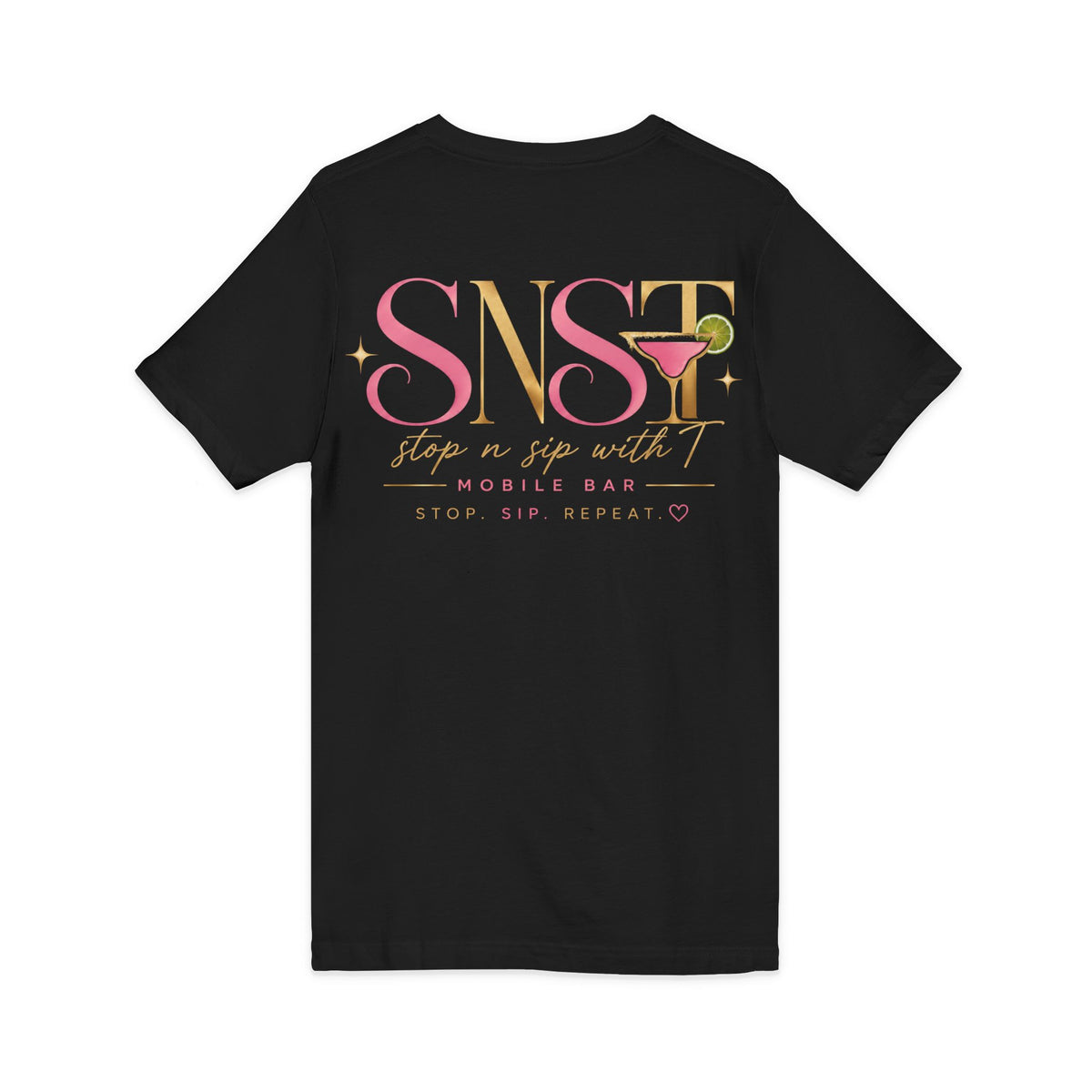 Unisex Lightweight Jersey V-Neck Graphic T-Shirt — Black