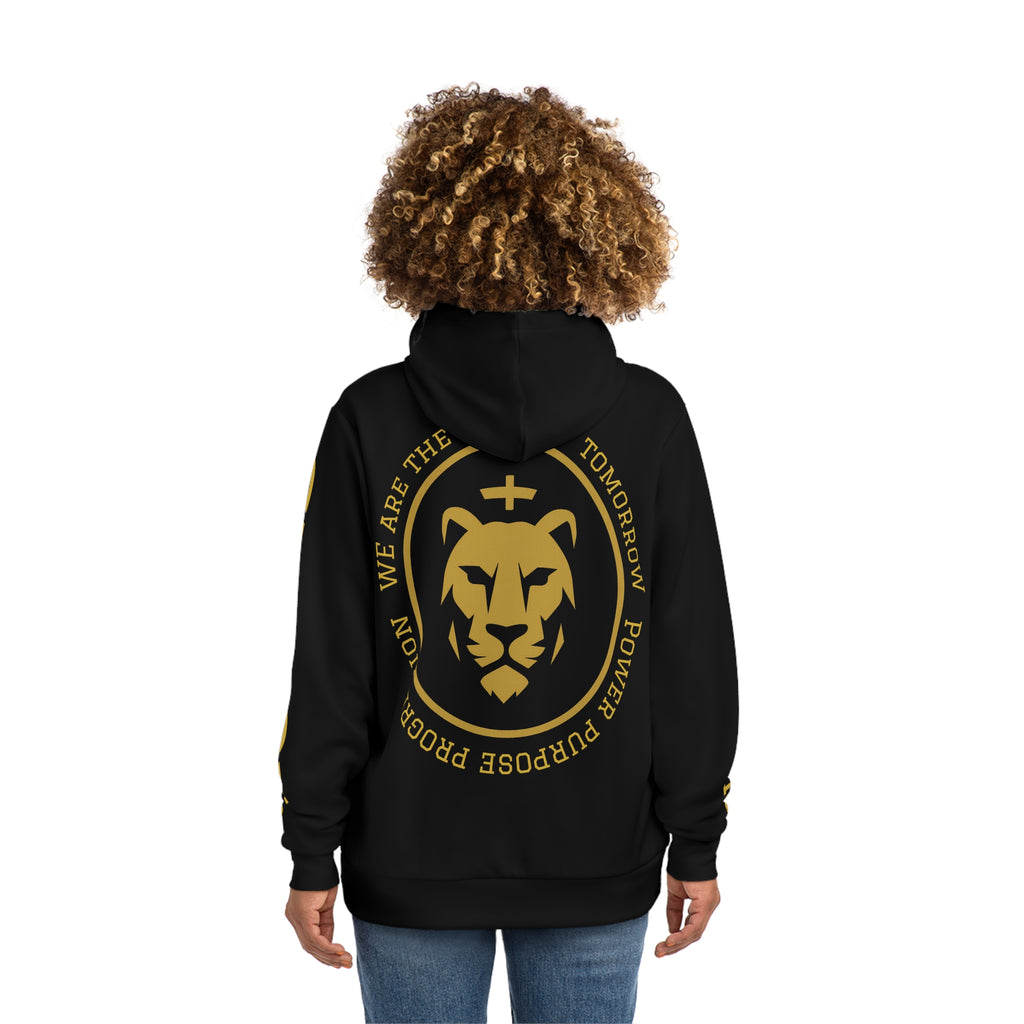 Ancient Future Energy Gold Lion Crest Graphic Hoodie