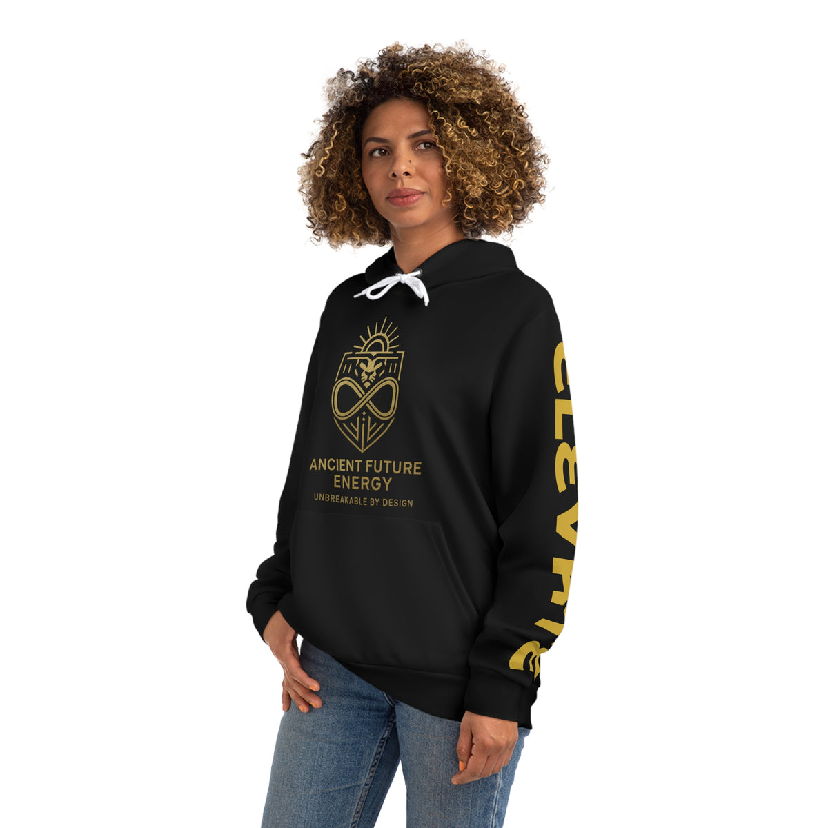 Ancient Future Energy Gold Lion Crest Graphic Hoodie