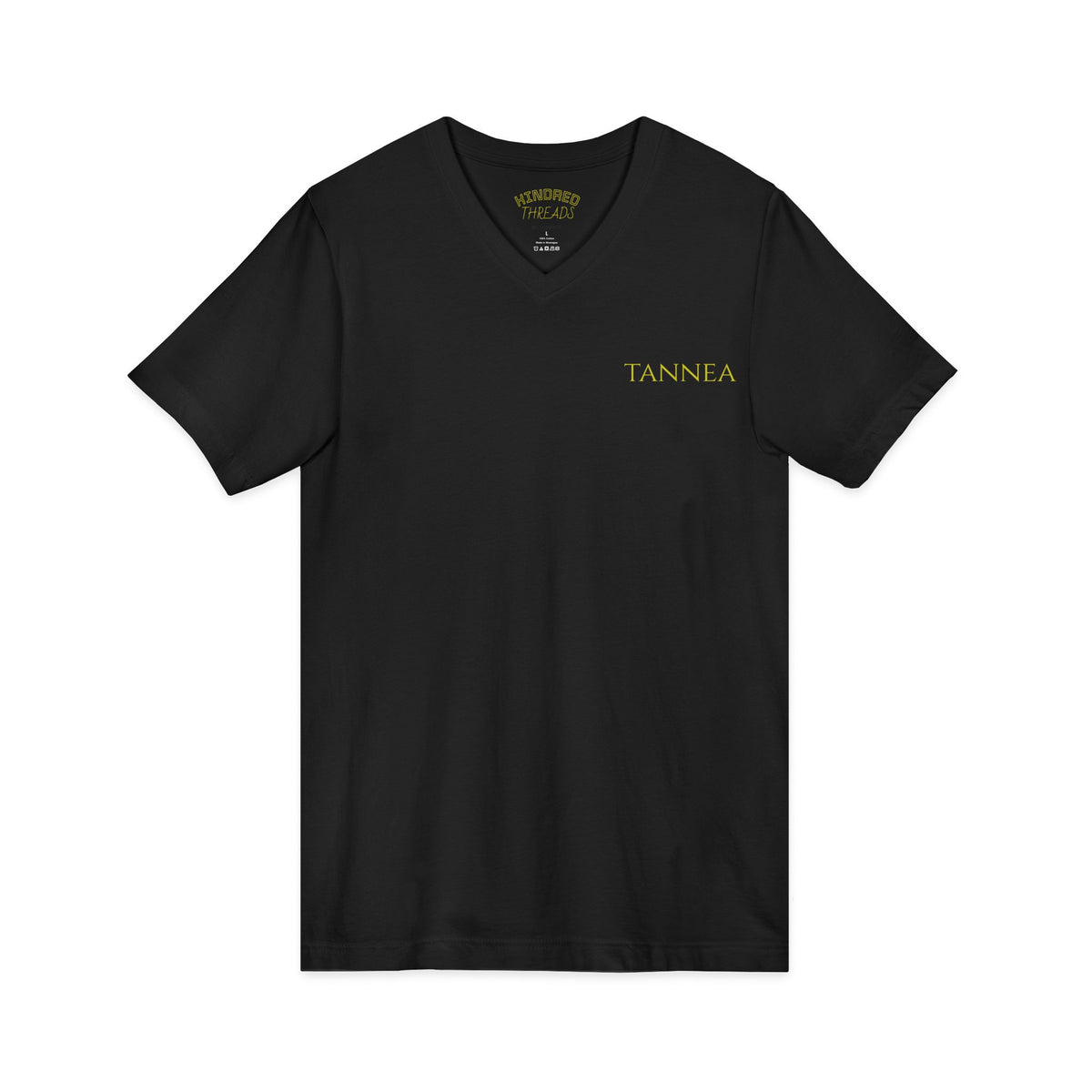 Unisex Lightweight Jersey V-Neck Graphic T-Shirt — Black
