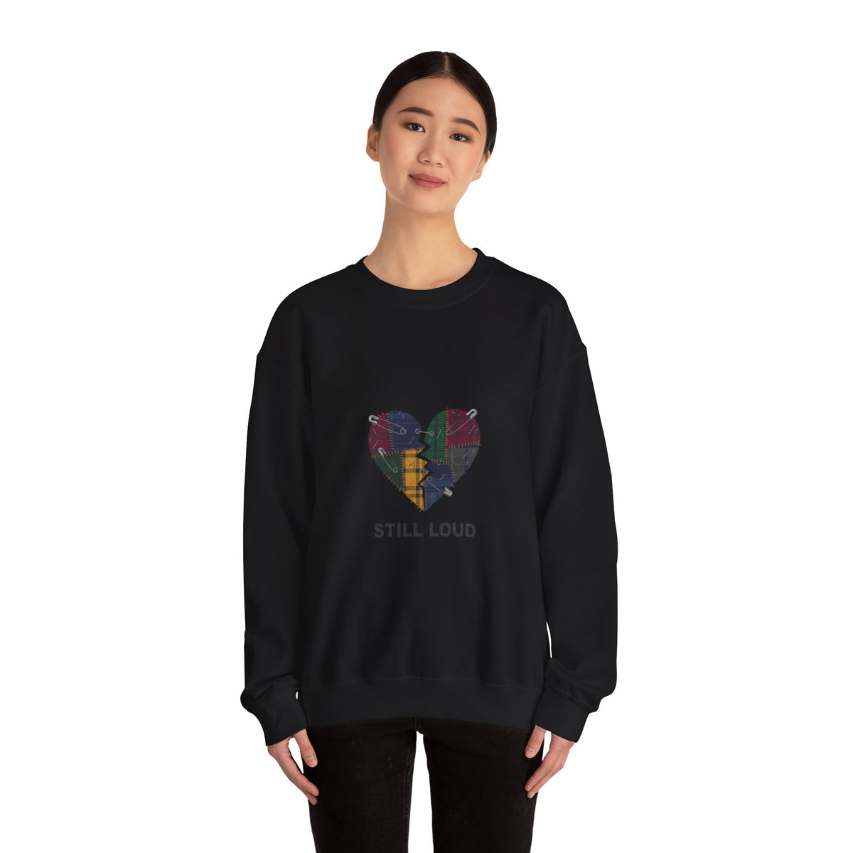 Still Loud Plaid Broken Heart Crewneck Sweatshirt