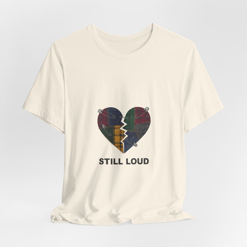 Still Loud Plaid Broken Heart Graphic T-Shirt