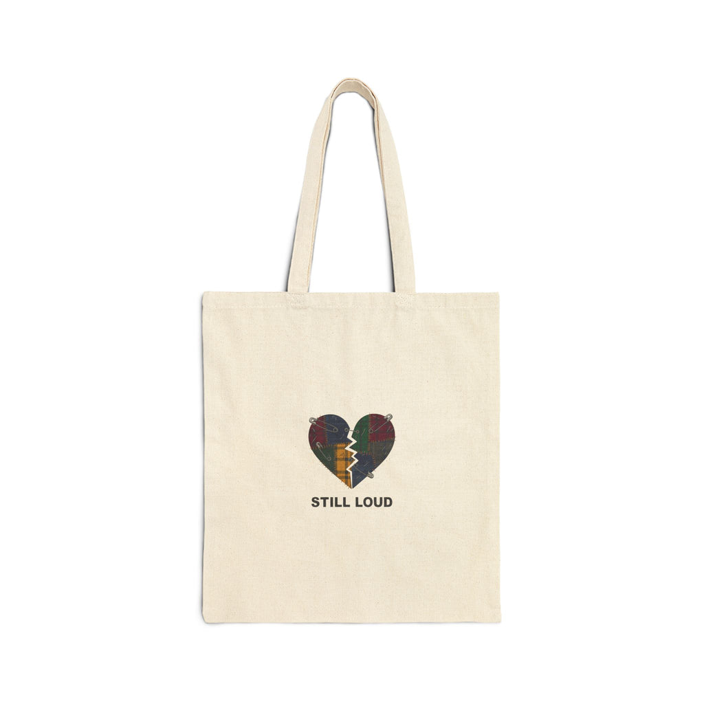 Still Loud Plaid Broken Heart Canvas Tote Bag