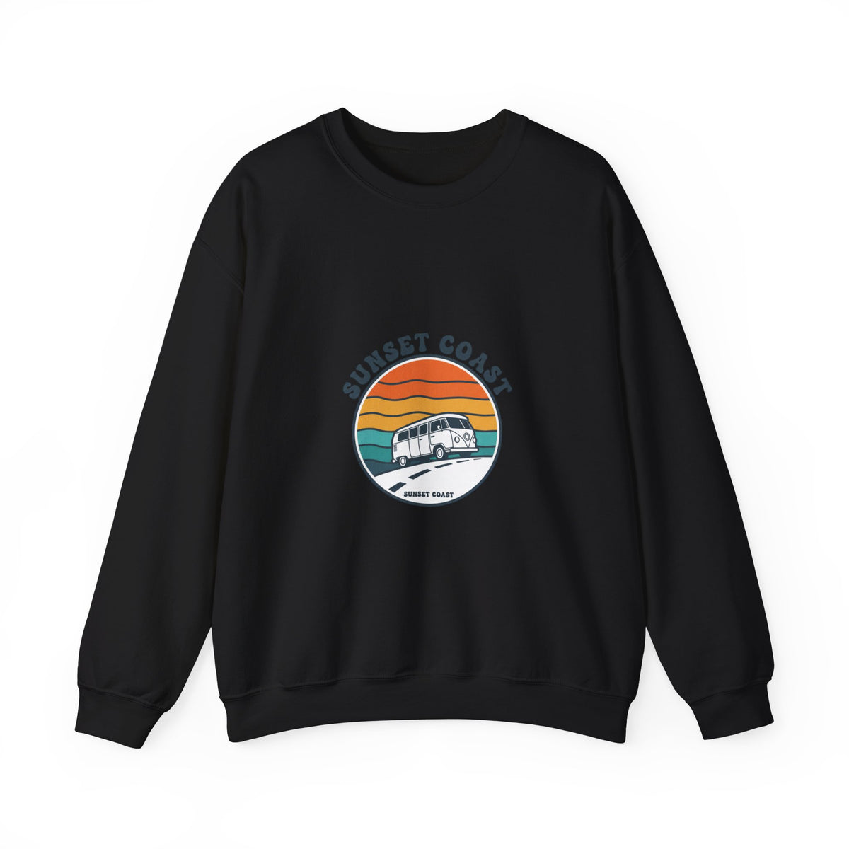 Sunset Coast Retro Camper Graphic Crewneck Sweatshirt