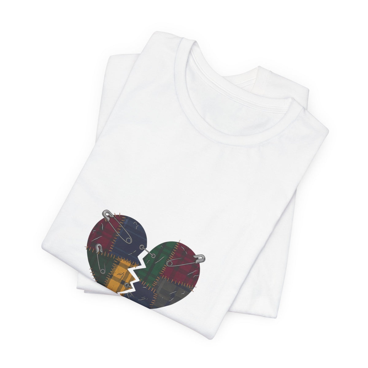 Still Loud Plaid Broken Heart Graphic T-Shirt