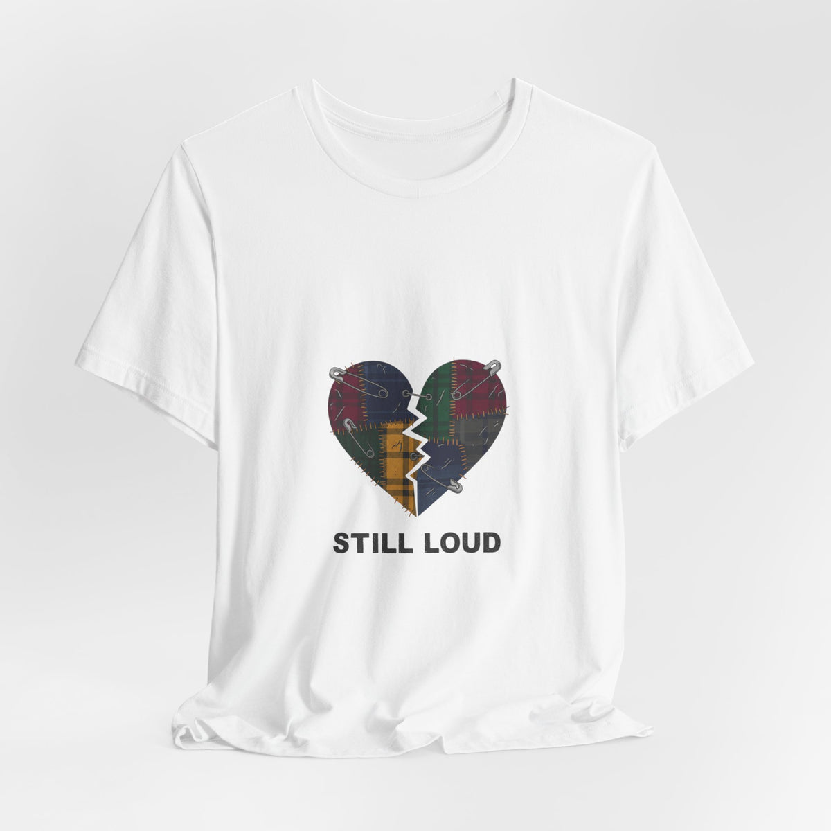Still Loud Plaid Broken Heart Graphic T-Shirt