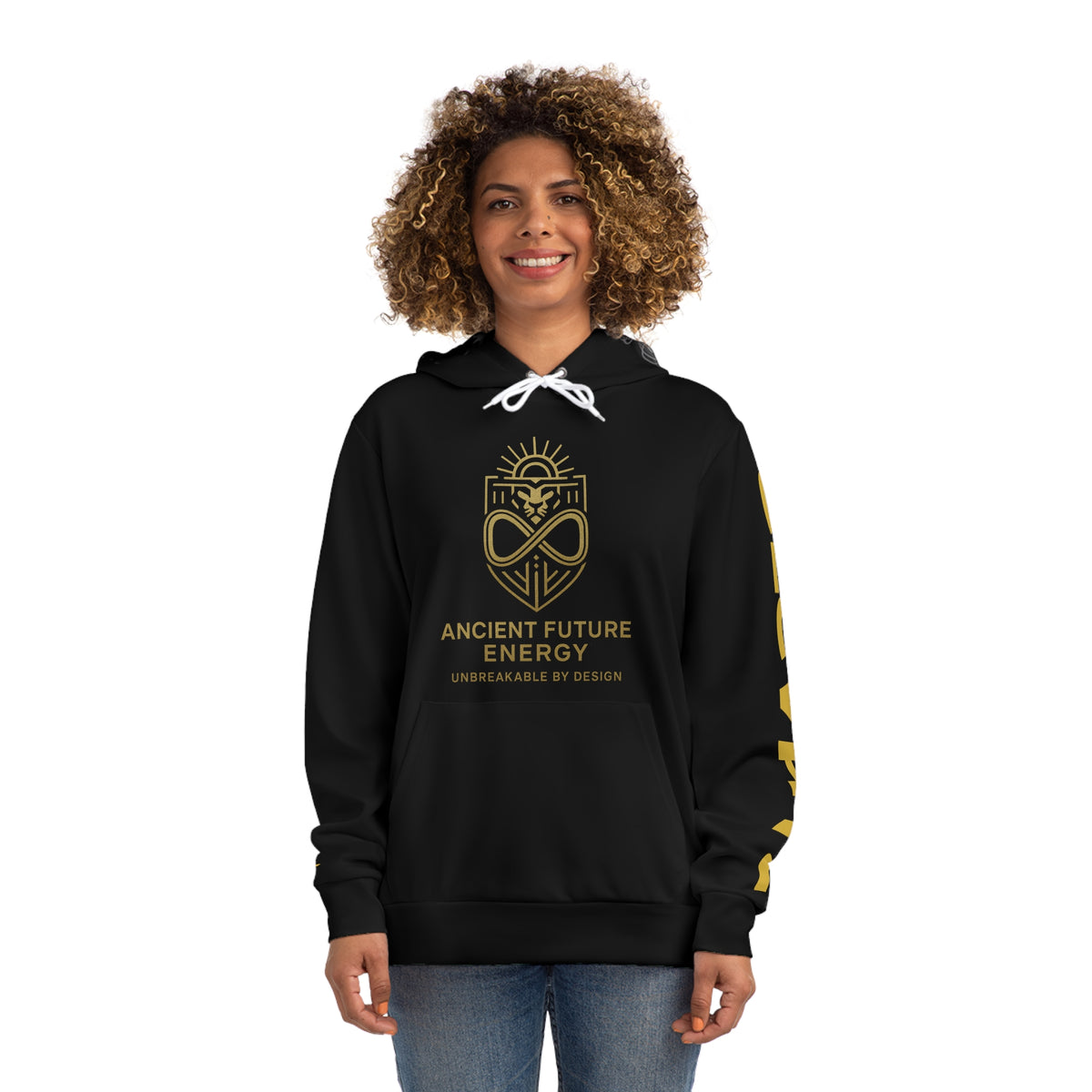 Ancient Future Energy Gold Lion Crest Graphic Hoodie