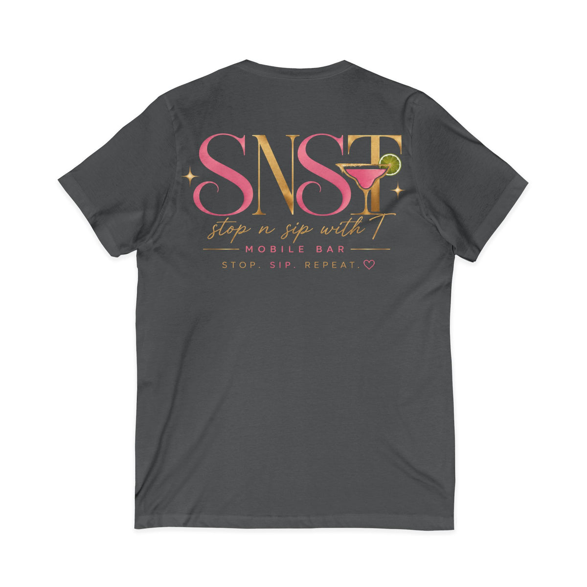 Unisex Lightweight Jersey V-Neck Graphic T-Shirt — Asphalt