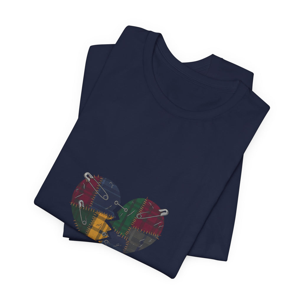 Still Loud Plaid Broken Heart Graphic T-Shirt