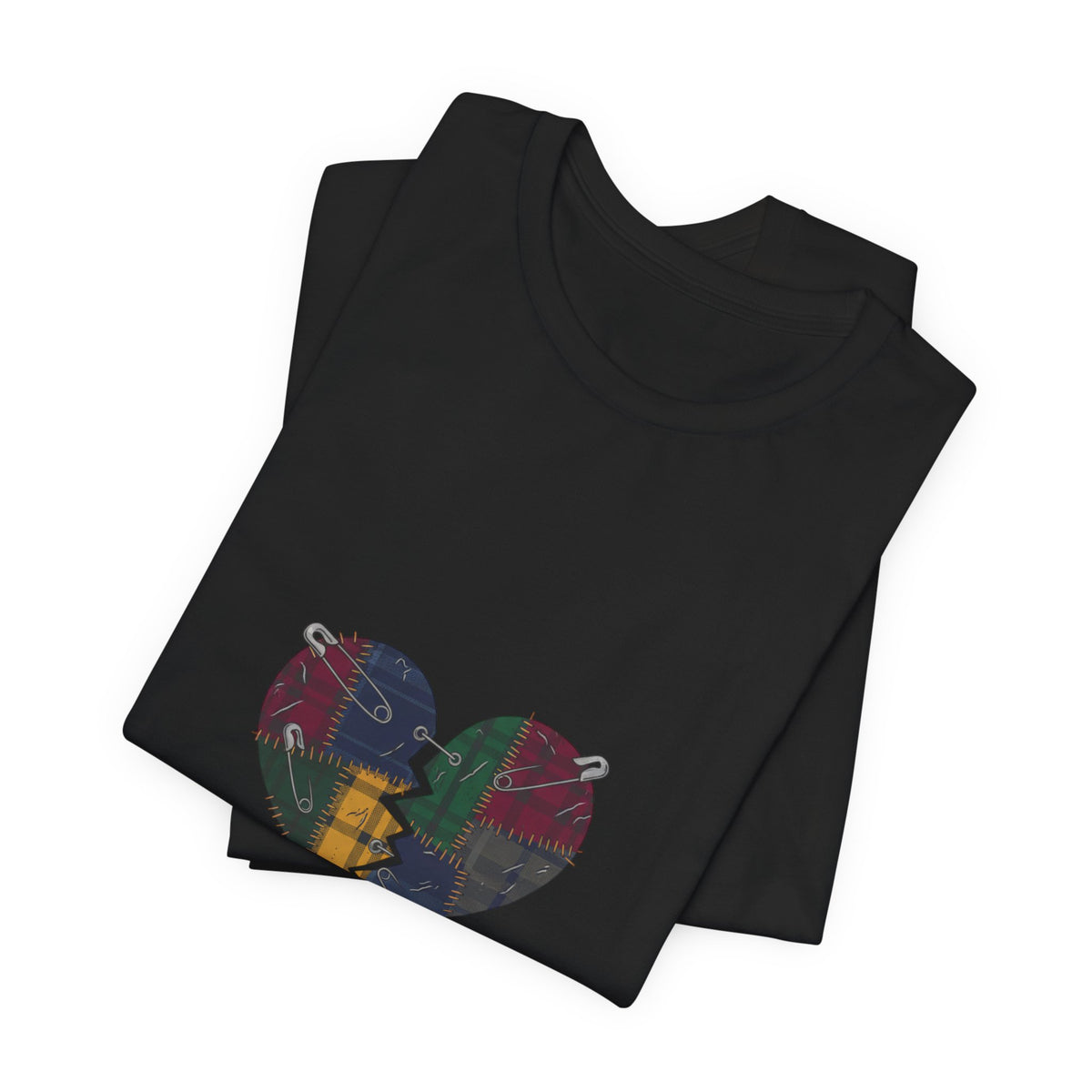 Still Loud Plaid Broken Heart Graphic T-Shirt