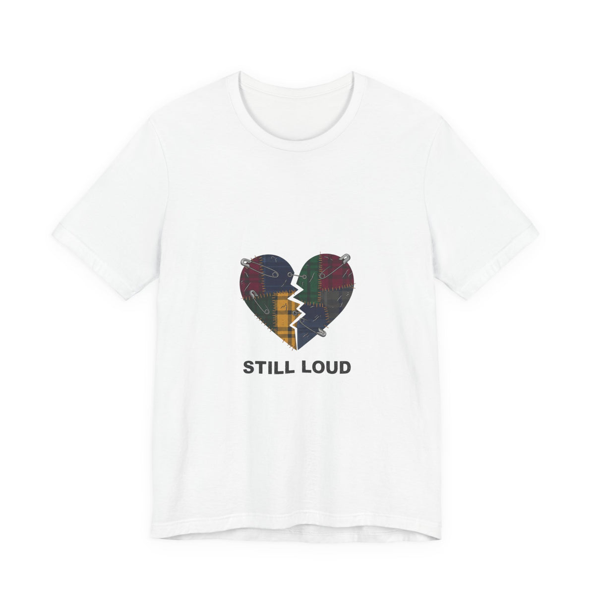 Still Loud Plaid Broken Heart Graphic T-Shirt