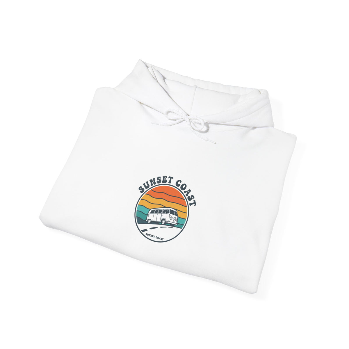 Sunset Coast Retro Surf Graphic Pullover Hoodie