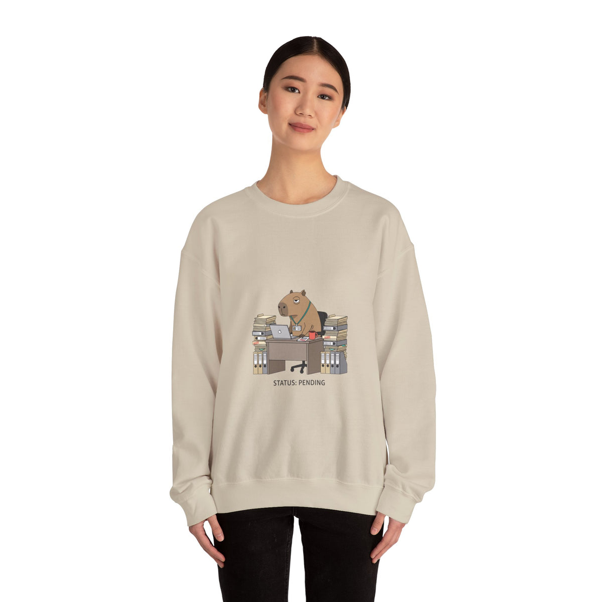 Status Pending Office Raccoon Crewneck Sweatshirt