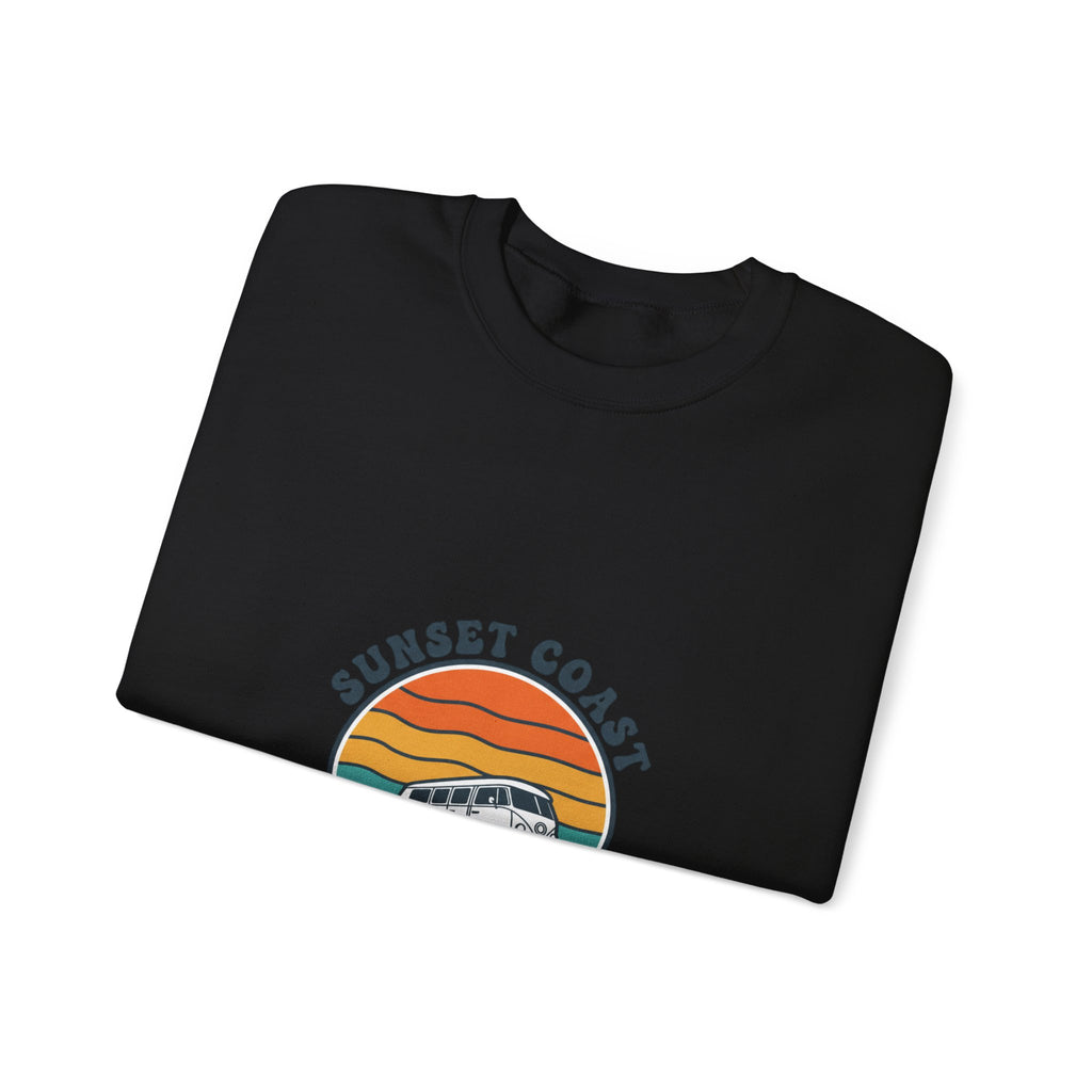 Sunset Coast Retro Camper Graphic Crewneck Sweatshirt