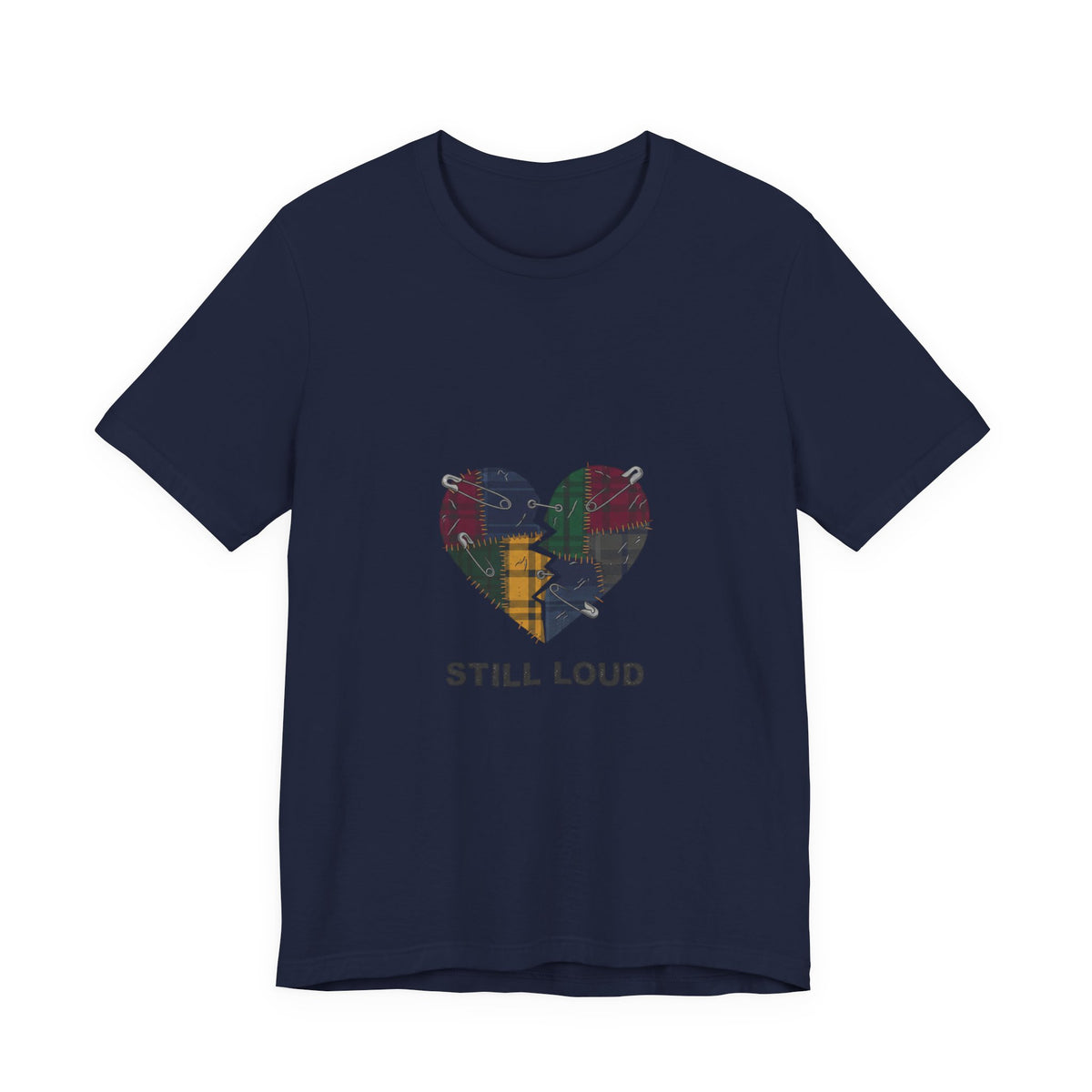 Still Loud Plaid Broken Heart Graphic T-Shirt