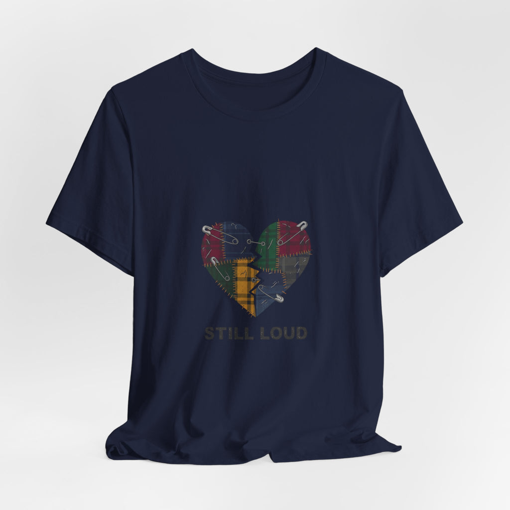 Still Loud Plaid Broken Heart Graphic T-Shirt