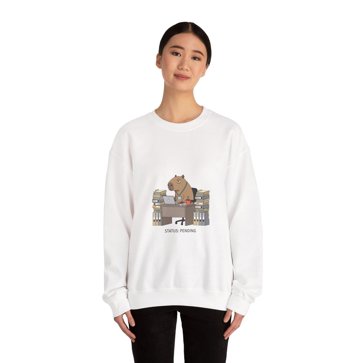 Status Pending Office Raccoon Crewneck Sweatshirt