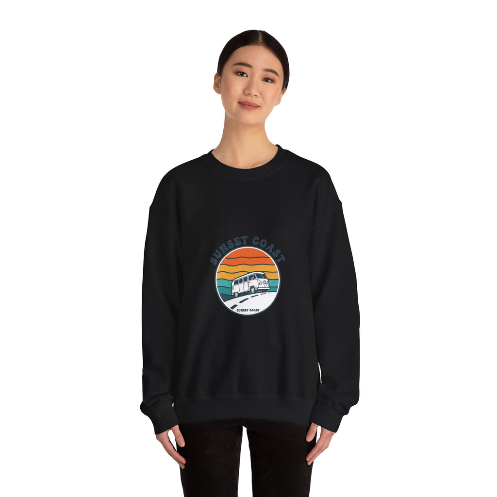 Sunset Coast Retro Camper Graphic Crewneck Sweatshirt