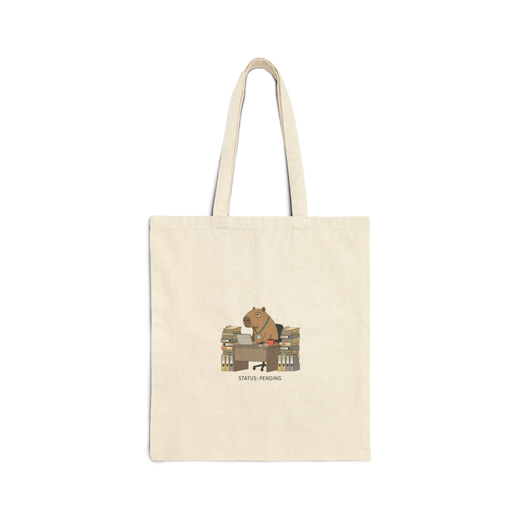 Office Bear at Desk Graphic Canvas Tote Bag