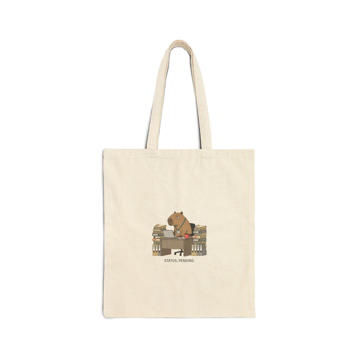 Office Bear at Desk Graphic Canvas Tote Bag