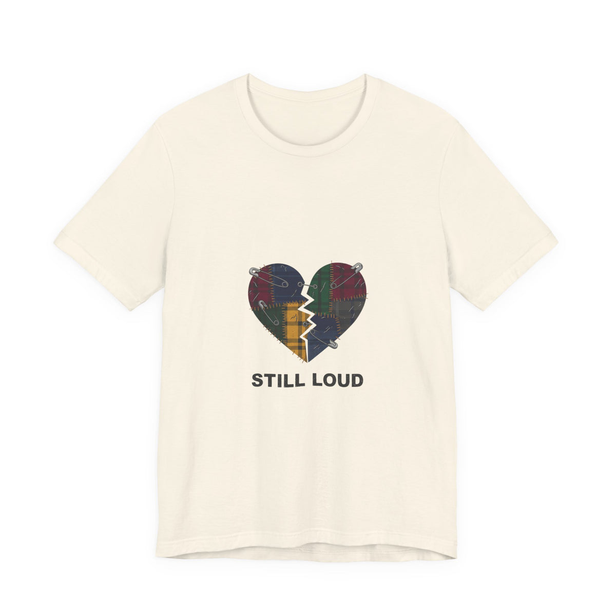 Still Loud Plaid Broken Heart Graphic T-Shirt