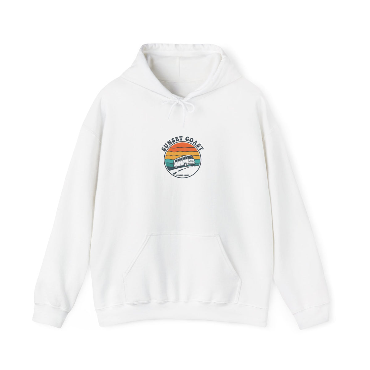 Sunset Coast Retro Surf Graphic Pullover Hoodie