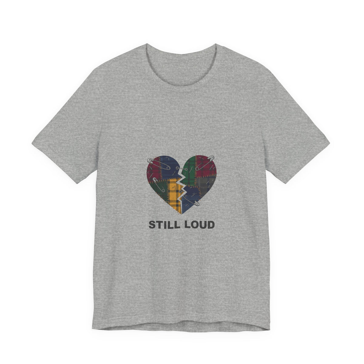 Still Loud Plaid Broken Heart Graphic T-Shirt