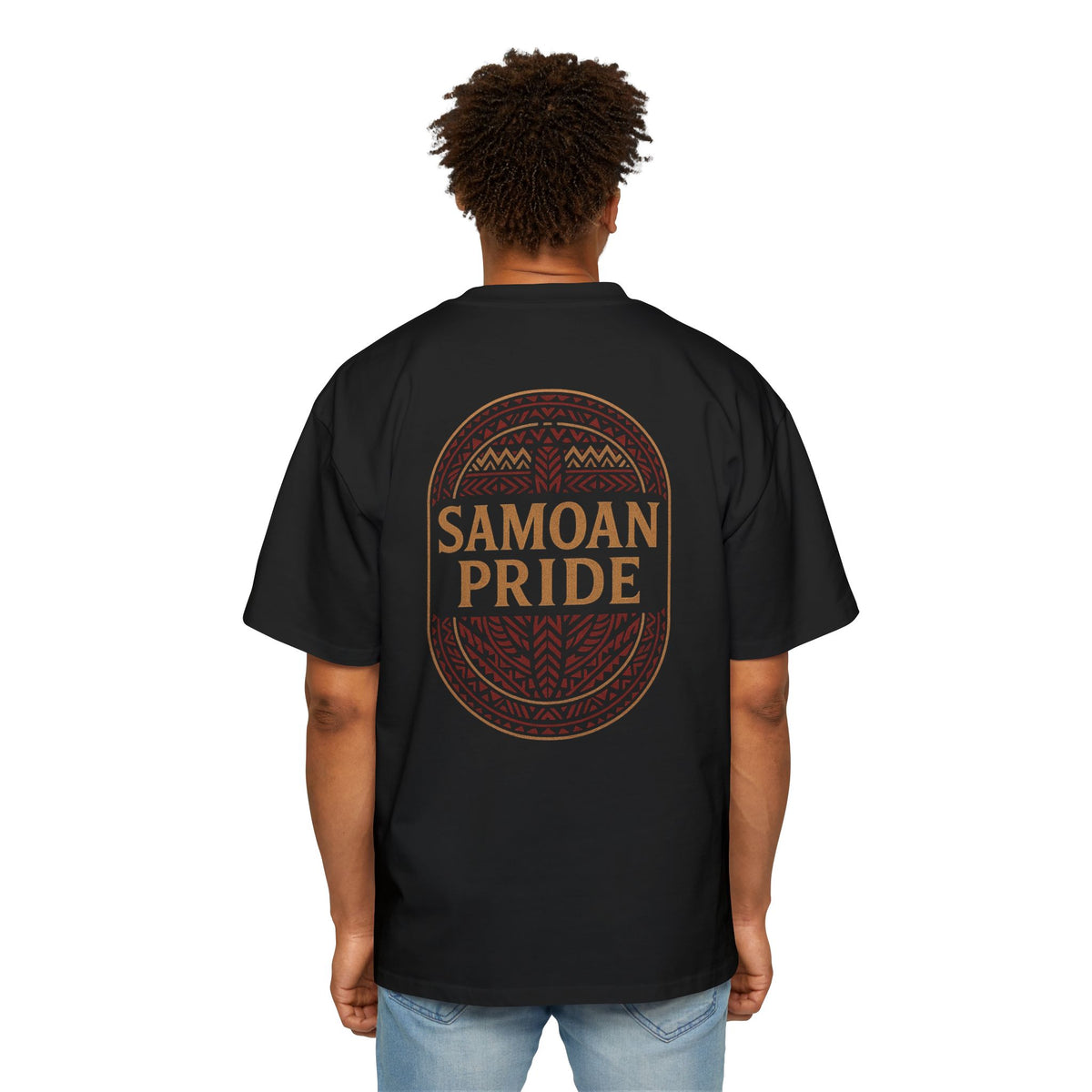 Samoan Pride Oversized Tribal Portrait Graphic T-Shirt