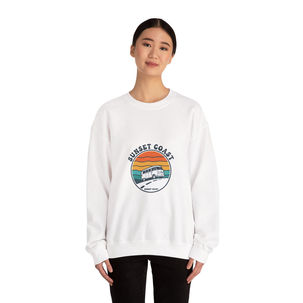 Sunset Coast Retro Camper Graphic Crewneck Sweatshirt