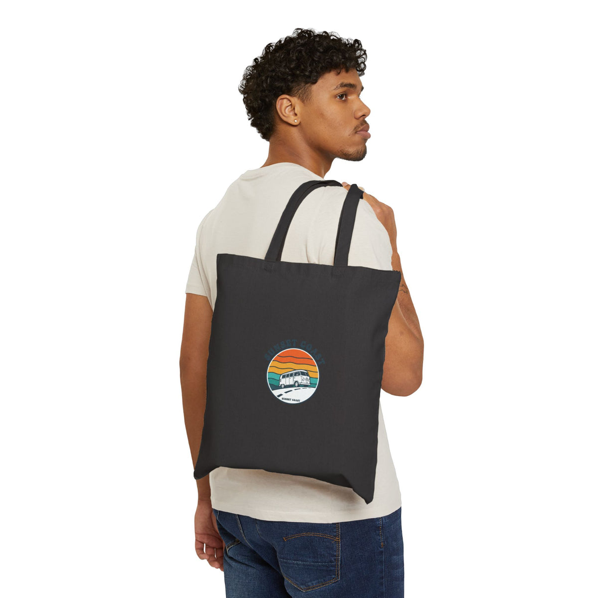 Sunset Coast Retro Surf Canvas Tote Bag