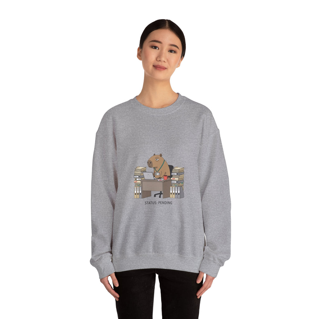 Status Pending Office Raccoon Crewneck Sweatshirt