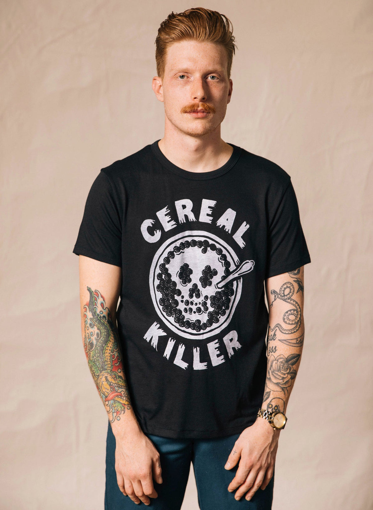 Cereal Killer Breakfast Pun Graphic Tee