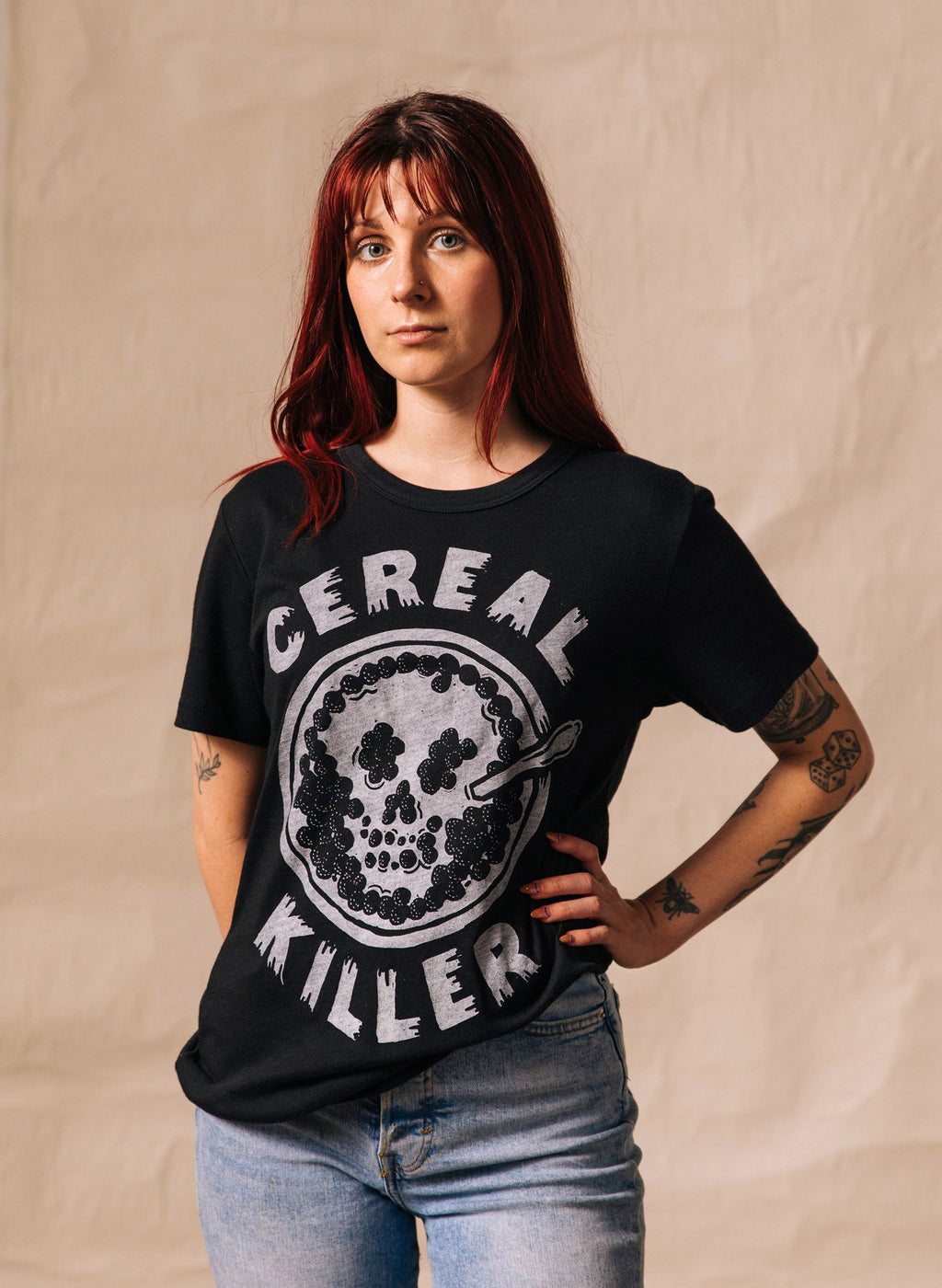 Cereal Killer Breakfast Pun Graphic Tee