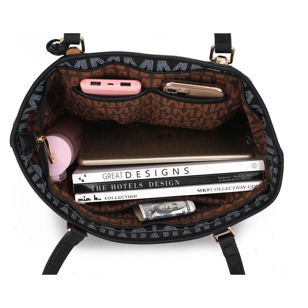 Alexy Women'S Tote Bag, Small Tote Bag, Pouch Purse & Wristlet Wallet Bag 4 Pcs Handbag Set by Mia K - White