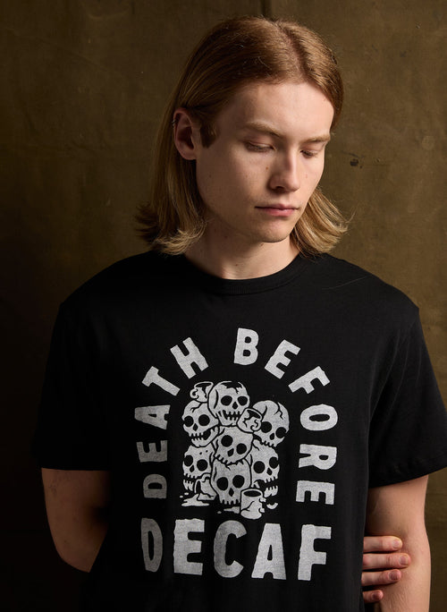 Death Before Decaf Coffee Graphic Tee