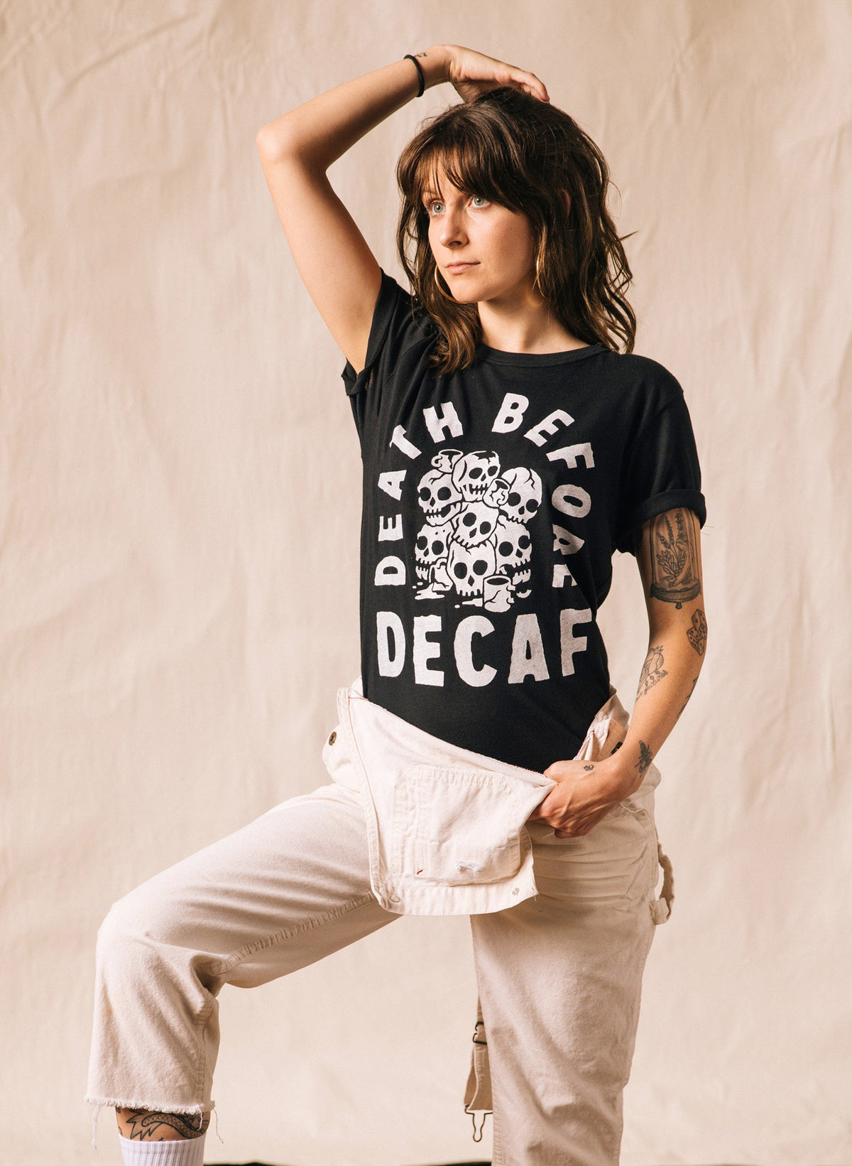 Death Before Decaf Coffee Graphic Tee