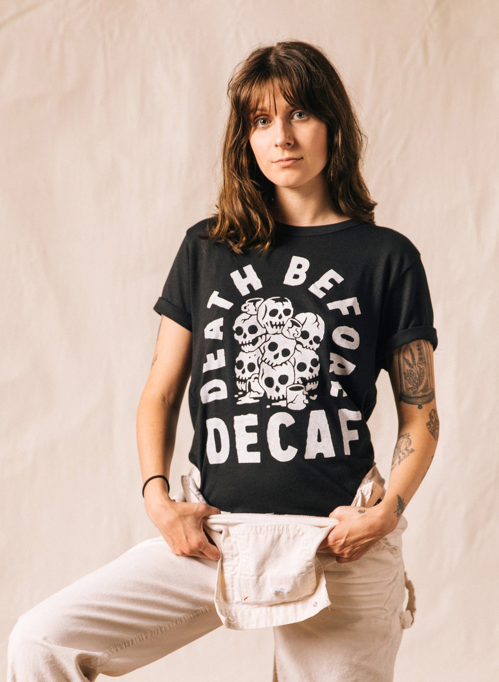 Death Before Decaf Coffee Graphic Tee